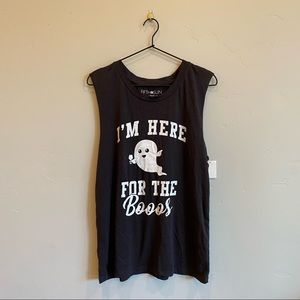 FIFTH SUN Target Here For The Boos Halloween Ghost Booze Cut Off Sleeveless Top